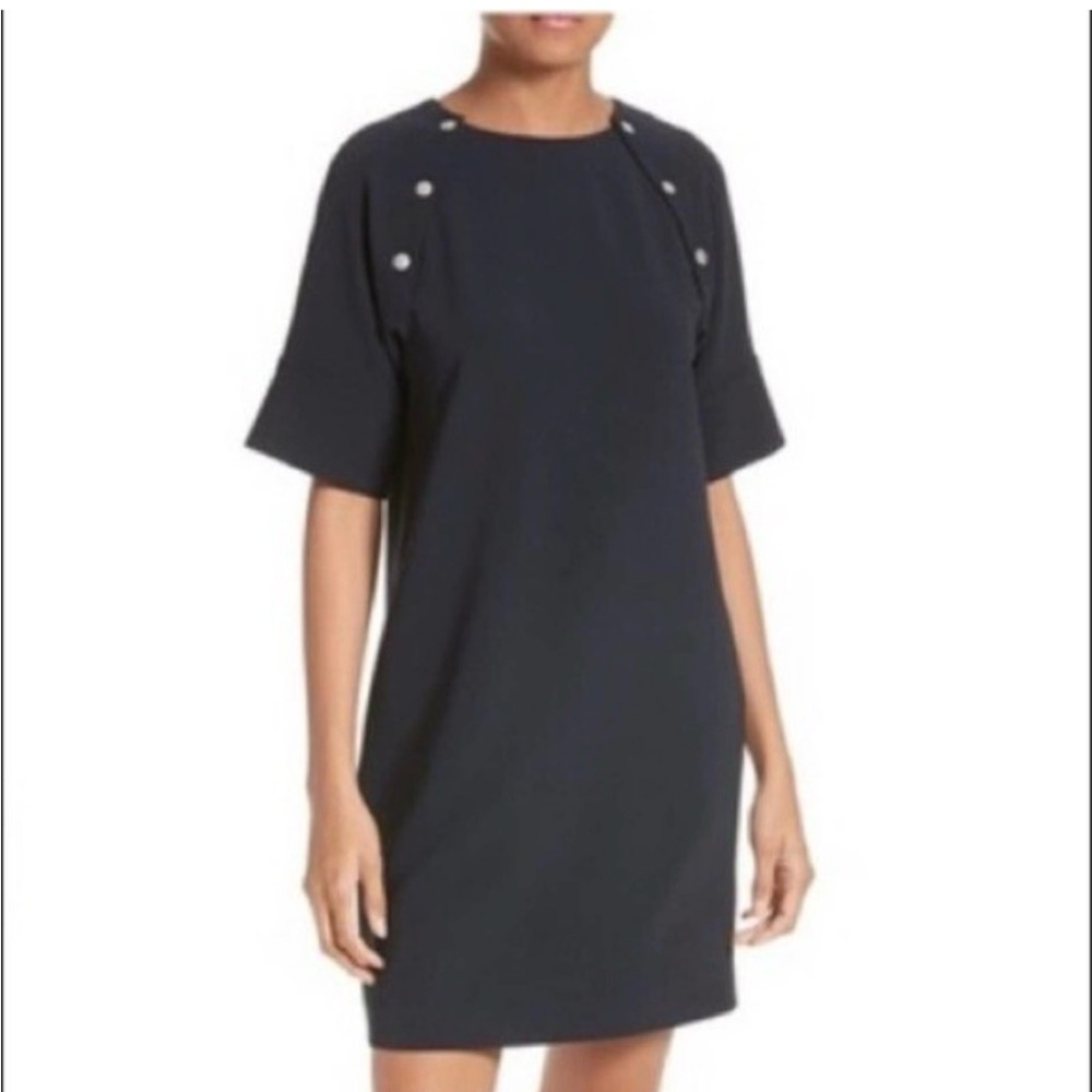 Theory Navy Athrina Admiral Crepe Shift Dress | Business Office Wear | Size 10